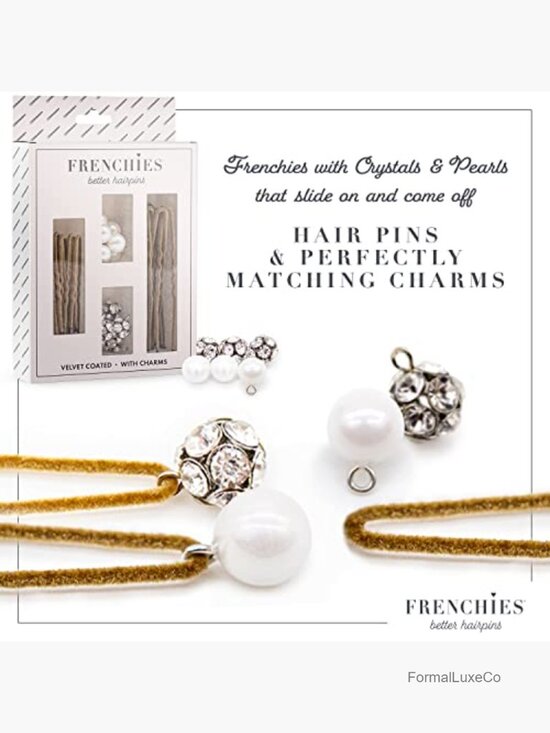 Velvet Hair Pins with Crystals & Pearls, Non-Slip, 20 Count, French Twist Updo main image 6